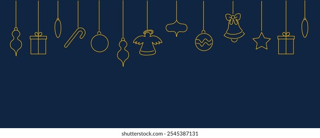 Horizontaler Hintergrund der Winterfeier mit Doodle-Elementen. Vorlage für Dekoration Postkarten Poster Druck Hintergrund Umbruch Tapete Banner