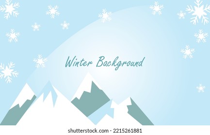 Horizontal Winter Landscape. Mountains fir tree forest in distant. Flat and solid color vector Illustration. Vector illustration: Winter snowy Mountains landscape with hills and pines