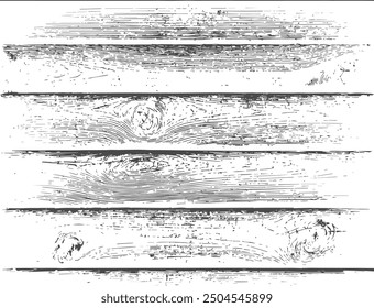 Horizontal wooden boards texture background. Isolated vector black grunge pattern