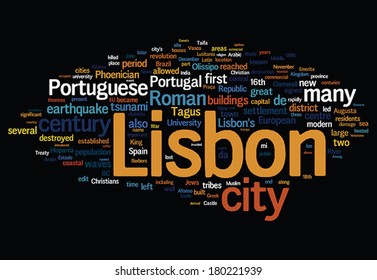 Horizontal word cloud of Lisbon