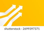 Horizontal Yellow Background with Rising Arrows for Presentation Slide Design and Forward Movement. Vector illustration.