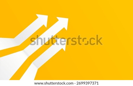 Horizontal Yellow Background with Rising Arrows for Presentation Slide Design and Forward Movement. Vector illustration.
