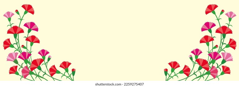 Horizontal yellow banner frame with carnations on both sides