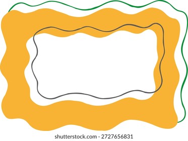 Horizontal marco ondulado amarillo en estilo retro con contornos offset.