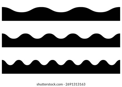 Horizontal línea en zig zag. Vector de borde festoneado. Diseño de patrón en zigzag de línea sin costuras. Borde festoneado simple, cintas de textura, patrón transparente. eps 10