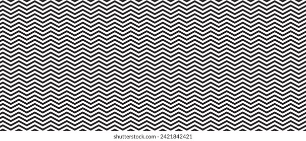 Horizontal zigzag lines background. Black and white zig zag pattern. Parallel jagged stripes texture. Minimalistic graphic print. Vector flat illustration.