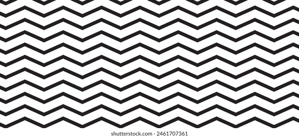 Horizontal zigzag lines background. Black and white zig zag pattern. Parallel jagged stripes texture. Minimalist graphic wallpaper. Geometric fabric or paper print. Vector illustration.