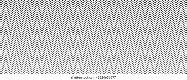 Plano de fundo de linhas em ziguezague horizontal. Padrão de ziguezague preto e branco. Textura de listras irregulares paralelas. Impressão gráfica minimalista. Ilustração plana vetorial.
