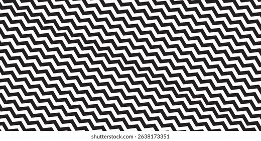 Horizontal zigzag lines background. Black and white zig zag pattern. Parallel jagged stripes texture. Minimalistic graphic print. Vector flat illustration.