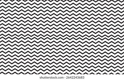 Horizontal zigzag lines background. Black and white zig zag pattern. Parallel jagged stripes texture. Minimalistic graphic print. Vector flat illustration.