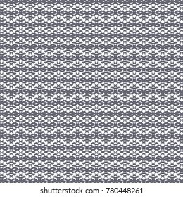 Horizontal zigzag stripes composed of small rounded shapes, wavy horizontal stripes and other elements alternately repeated. Geometric decorative pattern in white and blue. Abstract vector.