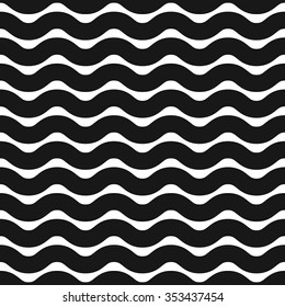 Horizontal zigzag or wavy lines monochrome pattern. Repeatable.