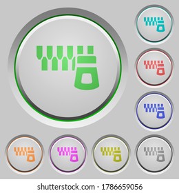 Horizontal zipper color icons on sunk push buttons
