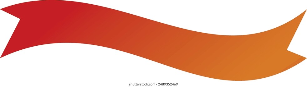 horizontally curved ribbon with gradations of red and orange. curved ribbon icon vector.