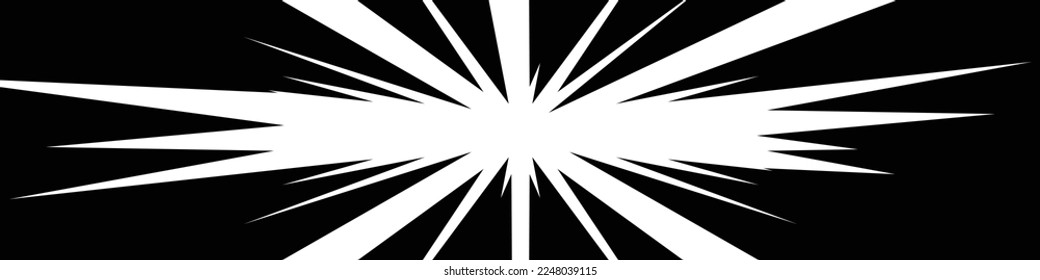 Horizontally long rectangular cartoon style concentration line material