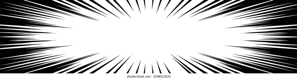 Horizontally long rectangular cartoon style concentration line material