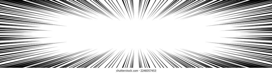 Horizontally long rectangular cartoon style concentration line material