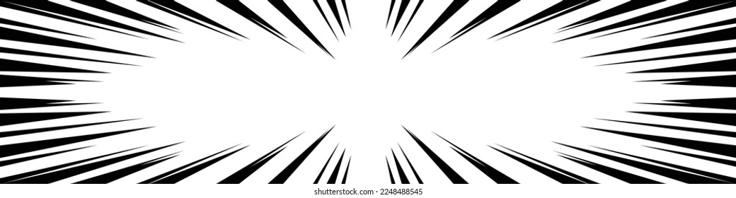 Horizontally long rectangular cartoon style concentration line material