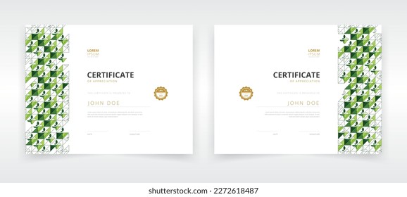 Horizontally oriented modern and professional certificate template set with artwork based on eco friendly concept that can be used in educational or green industries