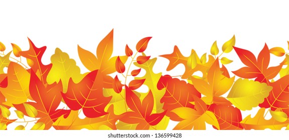 A horizontally repeatable border depicting an autumn leaf pattern. Eps 8 Vector.