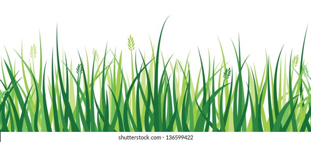 A horizontally repeatable border depicting a grass pattern. Eps 8 Vector.