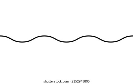 Horizontally repeatable wavy, waving, wave, billowy and zig-zag line, stripe