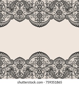 Horizontally Seamless Black Lace Background Lace Stock Vector (Royalty ...