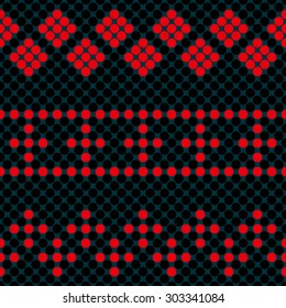 Horizontally seamless grid patterns No. 13. Design for needlework and any decorative purposes.