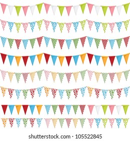 horizontally seamless party bunting pack, isolated on white
