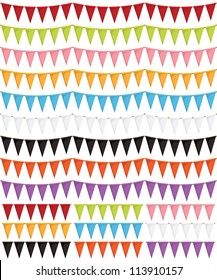 horizontally seamless party bunting pack, isolated on white