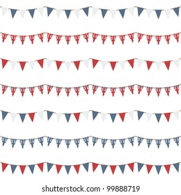 horizontally seamless united kingdom party bunting, isolated on white