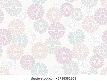 Horizontally And Vertically Repeatable Japanese Auspicious Vintage Chrysanthemum Pattern. Vector Illustration. .