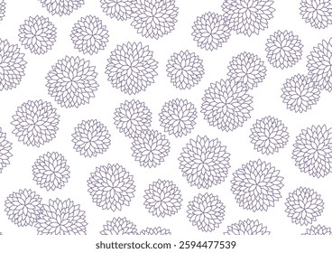 Horizontally And Vertically Repeatable Seamless Japanese Auspicious Vintage Chrysanthemum Pattern.