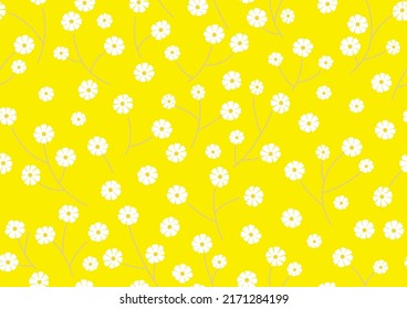 Horizontally And Vertically Repeatable Vector Floral Pattern On A Yellow Background. 
