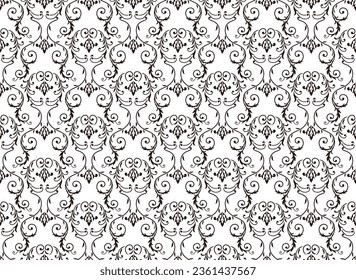 Horizontally And Vertically Repeatable Vector Seamless Damask Vintage Pattern.