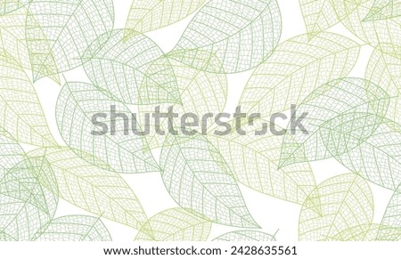 Horizontally And Vertically Repeatable Vector Seamless Background Illustration With Leaf Veins Silhouette Pattern Isolated On A White Background. 