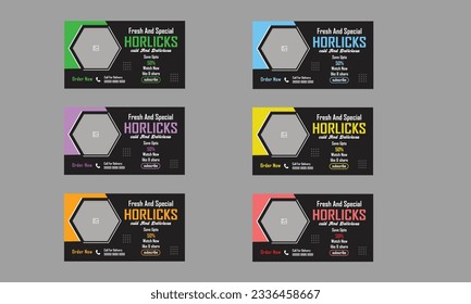 Horlicks instant malted drinks display for sale on the hypermarket shelf with selective focus, Horlicks  Drinks social media post template vector,  cold And Delicious,
