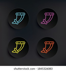 Icono de juego de colores de insignias oscuras. Línea delgada simple, contorno vector de iconos de mitología para ui y ux, sitio web o aplicación móvil