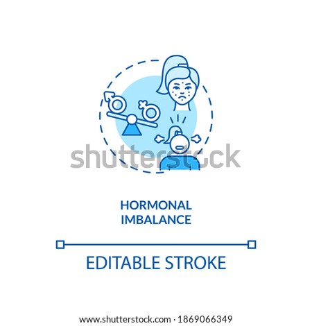Hormonal imbalance concept icon. CFS cause idea thin line illustration. Hot flashes and night sweats. Moodiness, irritability. Vector isolated outline RGB color drawing. Editable stroke