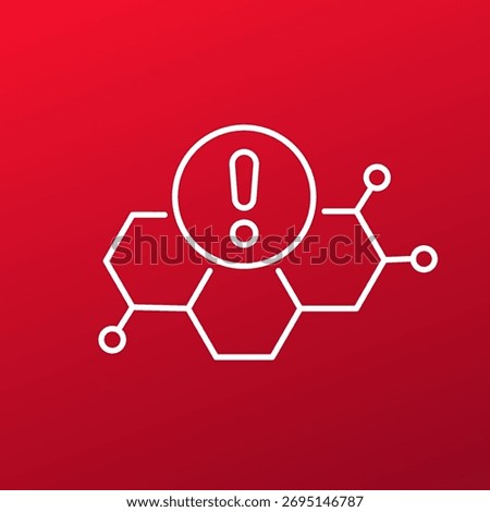 hormonal imbalance icon with hormone molecule line design
