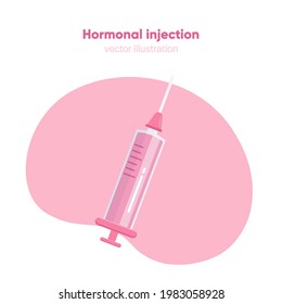 Hormonal injection for women on isolated background. Vector illustration 