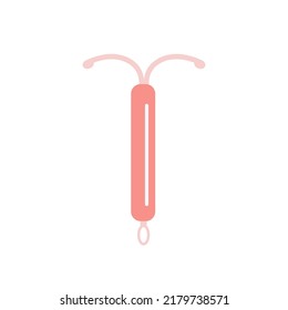 Hormonal IUD. Copper Intrauterine Device Colored Flat Style Icon. Women Contraceptive Birth Control Methods. Female Contraception. Safe Sex Vector Element Isolated On White.