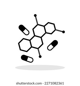 Icono de terapia hormonal en estilo plano. Símbolo de píldoras de hormona para el diseño de su sitio web, logotipo, aplicación, UI Vector EPS 10.