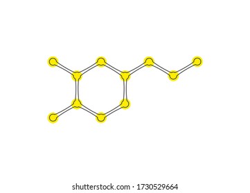 Hormone dopamine icon isolated on white background. Concept neurobiology. Outline flat designe. Vector illustration.