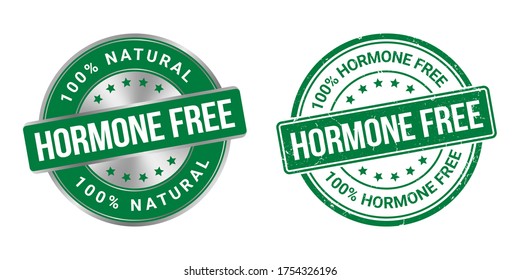 Hormone free labels and stamp on white background