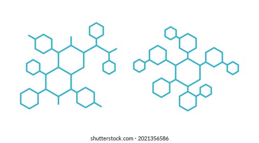 Hormone hexagon structure molecule. The substance chemical formula. Open paths. Editable stroke. Vector outline contour line.