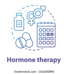 Hormone therapy blue gradient concept icon. Pills idea thin line illustration. Medicine, medical treatment, birth control. Menopause, cancer, transgender medication. Vector isolated outline drawing