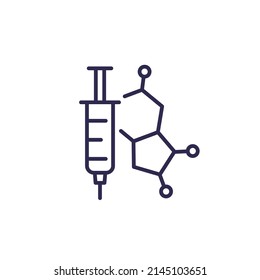 hormone therapy line icon with a syringe