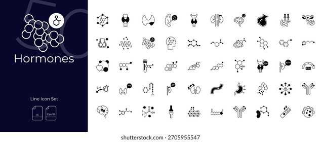 Conjunto de iconos editables de duotono de hormonas