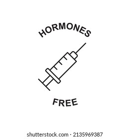 Hormones free label icon  in black line style icon, style isolated on white background